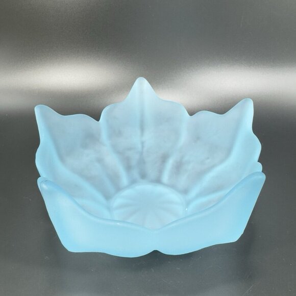 Viking Petal Lotus Spring Blossom Bowl Dish Blue Frost Satin Textured Vintage - Picture 9 of 14